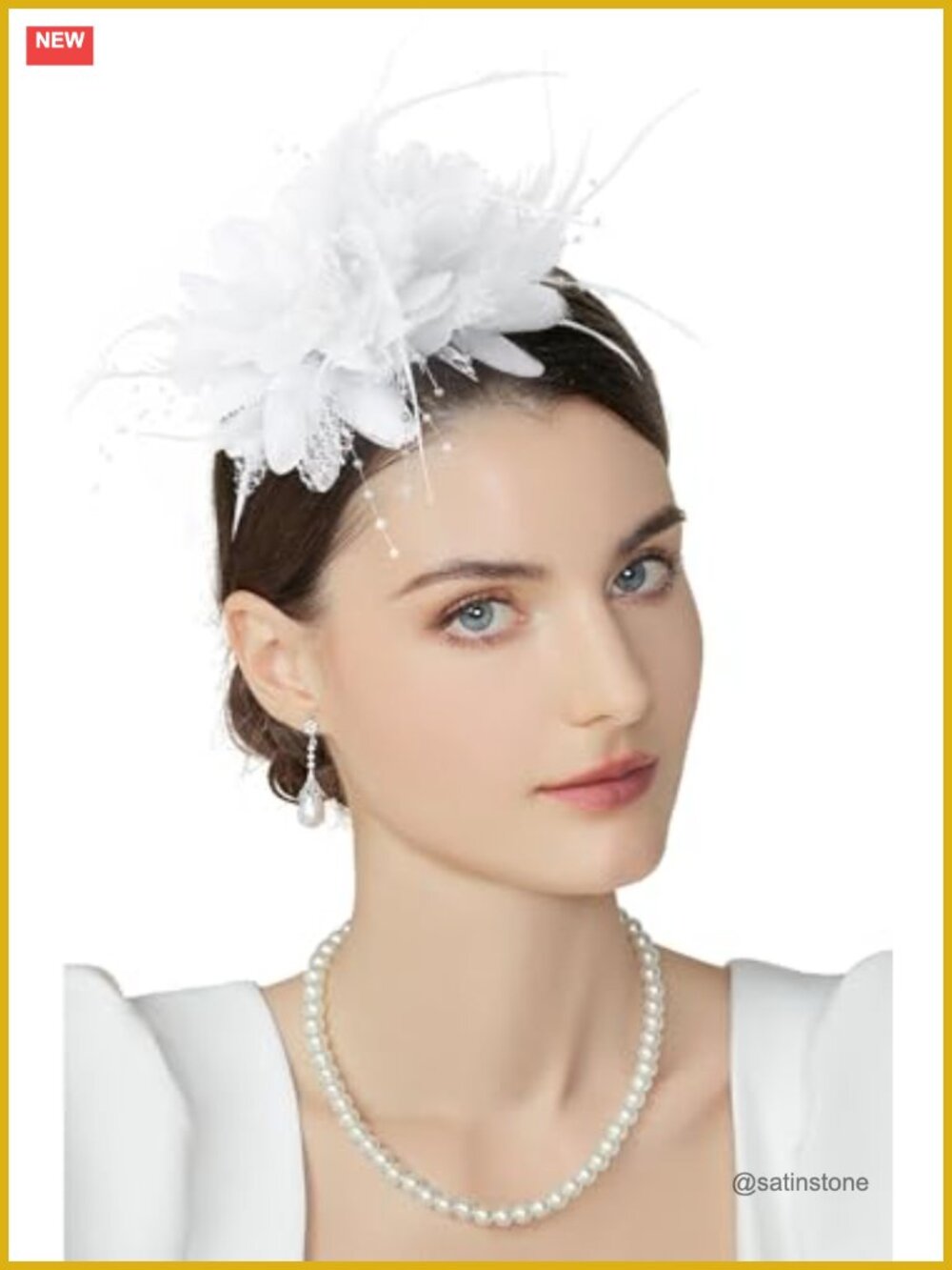 Flower Feather Beads Fascinator Headband Derby Tea Party Formal Hair Accessory